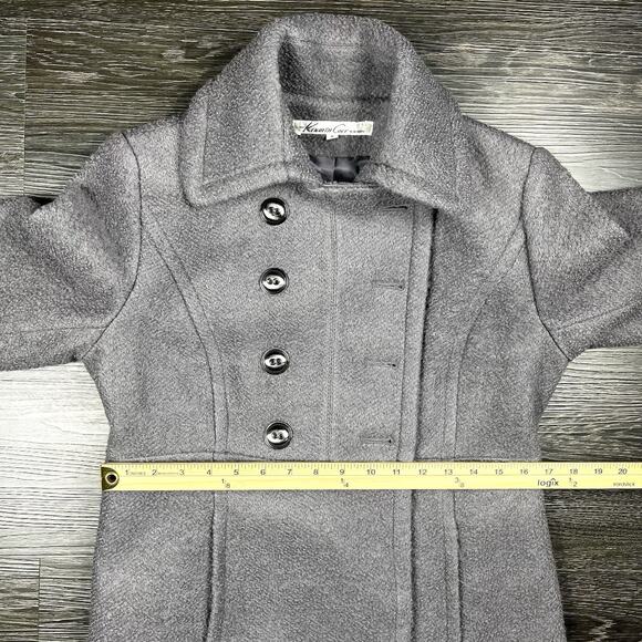 Kenneth Cole Women’s Wool Blend Double Breasted Coat Gray Size 8 Thigh Length - Picture 10 of 14